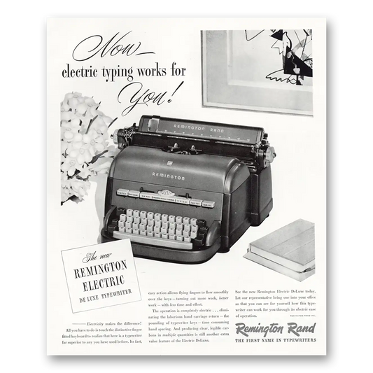 1949 Remington Typewriter Electric Typing Works For You Vintage Magazine Print Ad