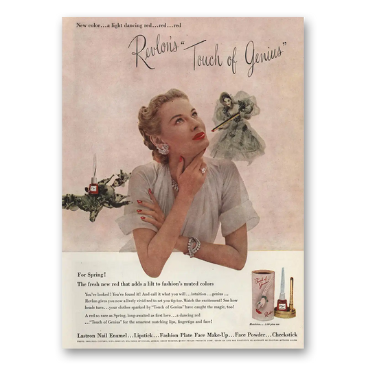 1949 Revlon Touch of Genius Light Dancing Red Vintage Magazine Print Ad