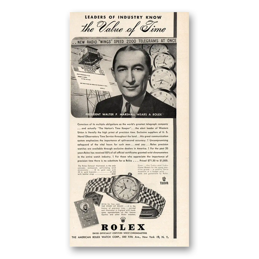 1949 Rolex Walter P Marshall Vintage Magazine Print Ad