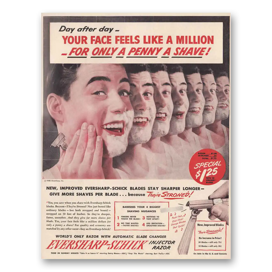 1949 Eversharp Razor Penny a Shave Vintage Magazine Print Ad