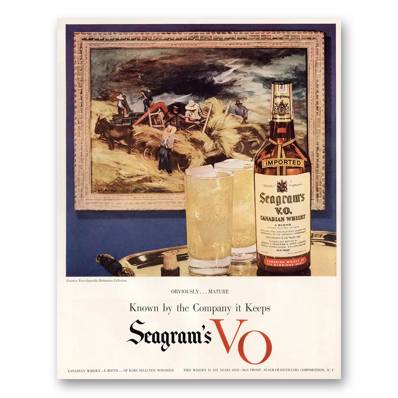 1949 Seagrams VO Whisky Obviously Mature Vintage Magazine Print Ad