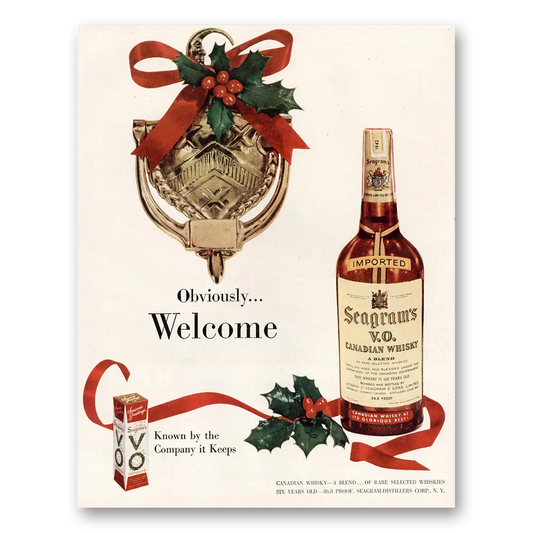 1949 Seagrams VO Whisky Obviously Welcome Vintage Magazine Print Ad