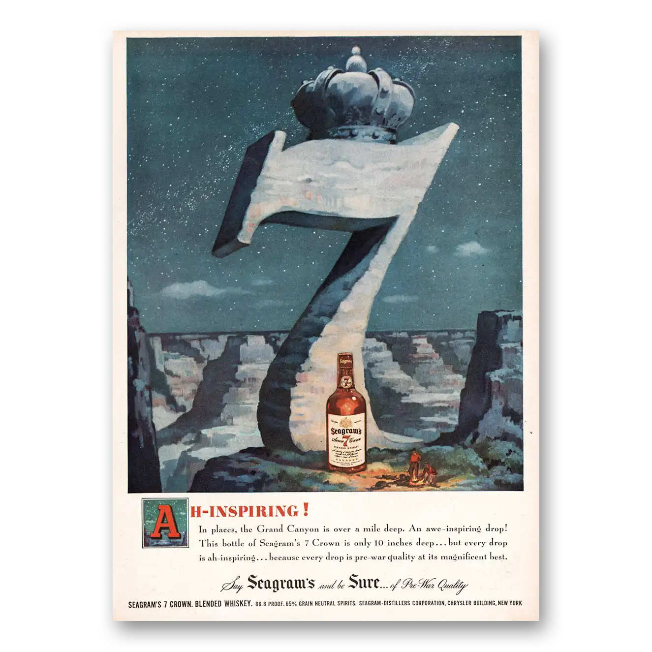 1949 Seagrams 7 Crown Whiskey Ah Inspiring Vintage Magazine Print Ad