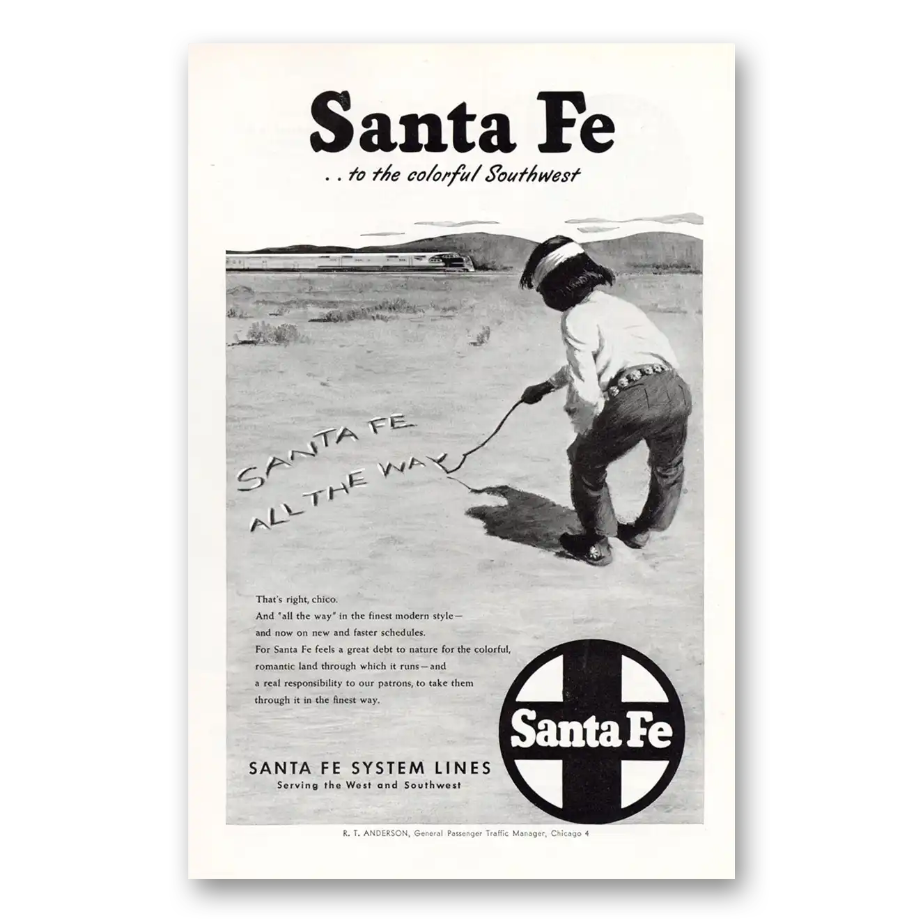 1949 Santa Fe Railway Santa Fe All the Way Vintage Magazine Print Ad