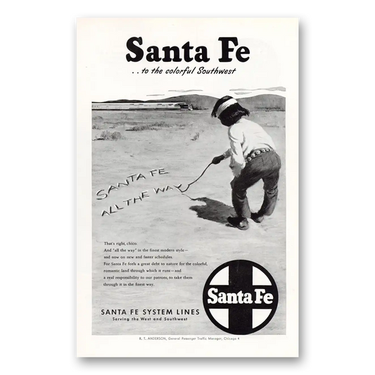 1949 Santa Fe Railway Santa Fe All the Way Vintage Magazine Print Ad