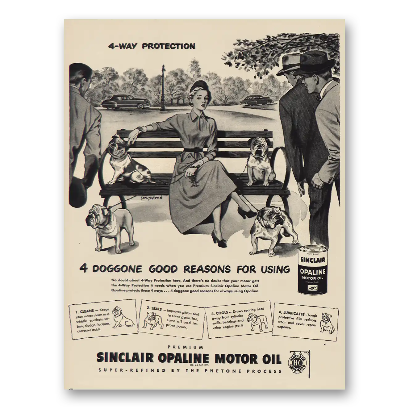 1949 Sinclair Opaline Motor Oil Doggone Good Reasons Vintage Magazine Print Ad