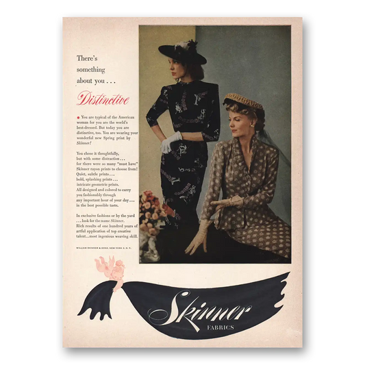 1949 William Skinner Fashion Fabrics Something About You Distinctive Vintage Magazine Print Ad