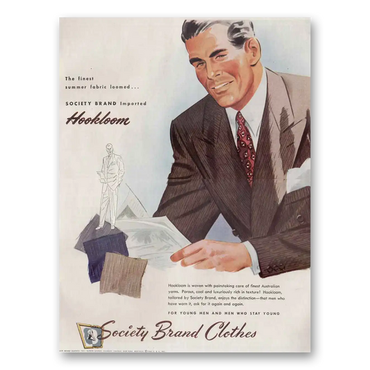 1949 Society Brand Clothes Hookloom Summer Fabric Vintage Magazine Print Ad