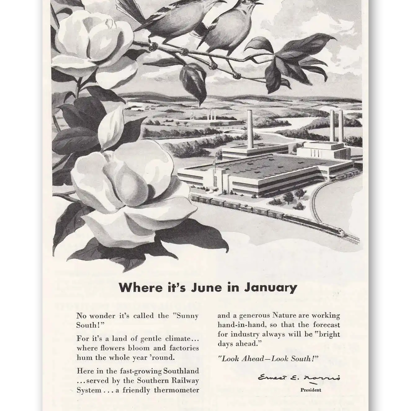 1949 Southern Railway June in January Vintage Magazine Print Ad