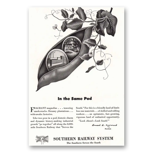 1949 Southern Railway In the Same Pod Vintage Magazine Print Ad