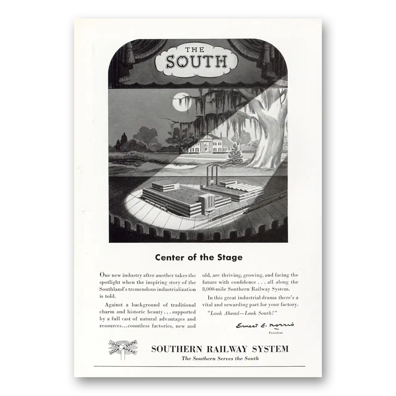 1949 Southern Railway South Center of the Stage Vintage Magazine Print Ad