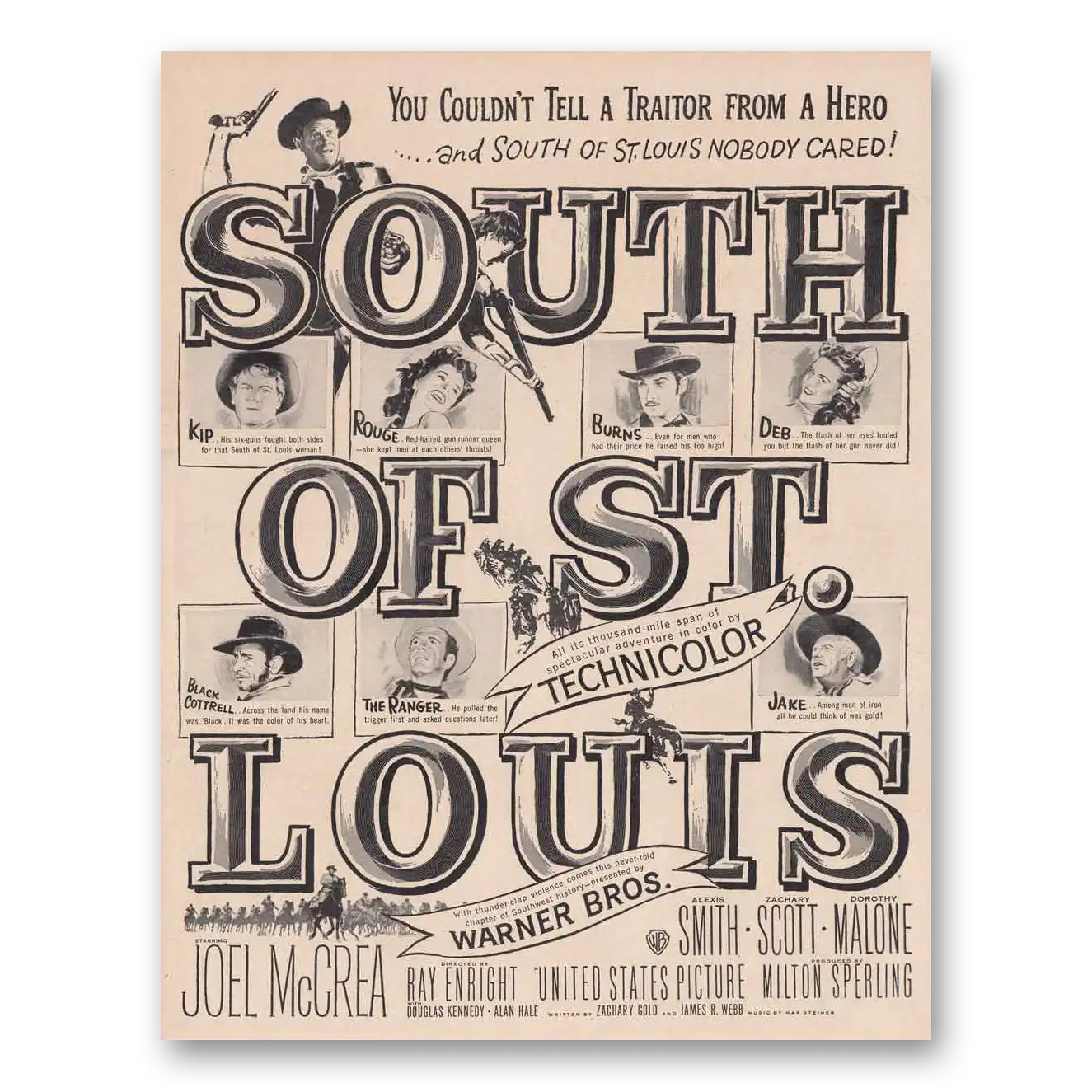 1949 South of St Louis Promo Joel McCrea Vintage Magazine Print Ad