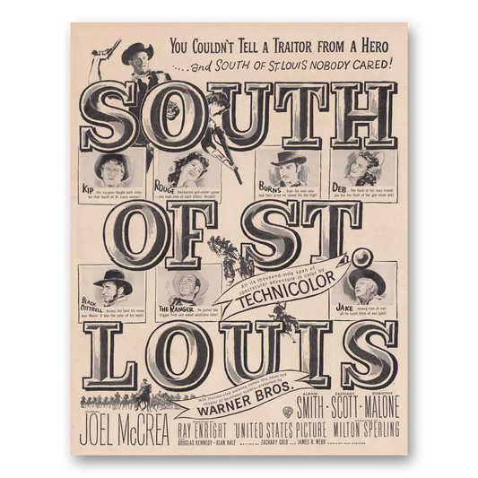 1949 South of St Louis Promo Joel McCrea Vintage Magazine Print Ad