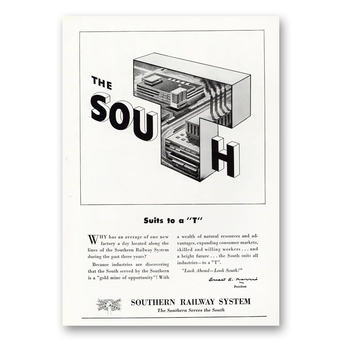 1949 Southern Railway Suits to a T Vintage Magazine Print Ad