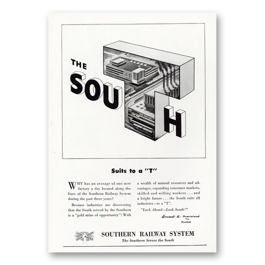 1949 Southern Railway Suits to a T Vintage Magazine Print Ad