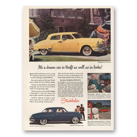 1949 Studebaker Land Cruiser Dream Car In Thrift As Well As Looks Vintage Magazine Print Ad