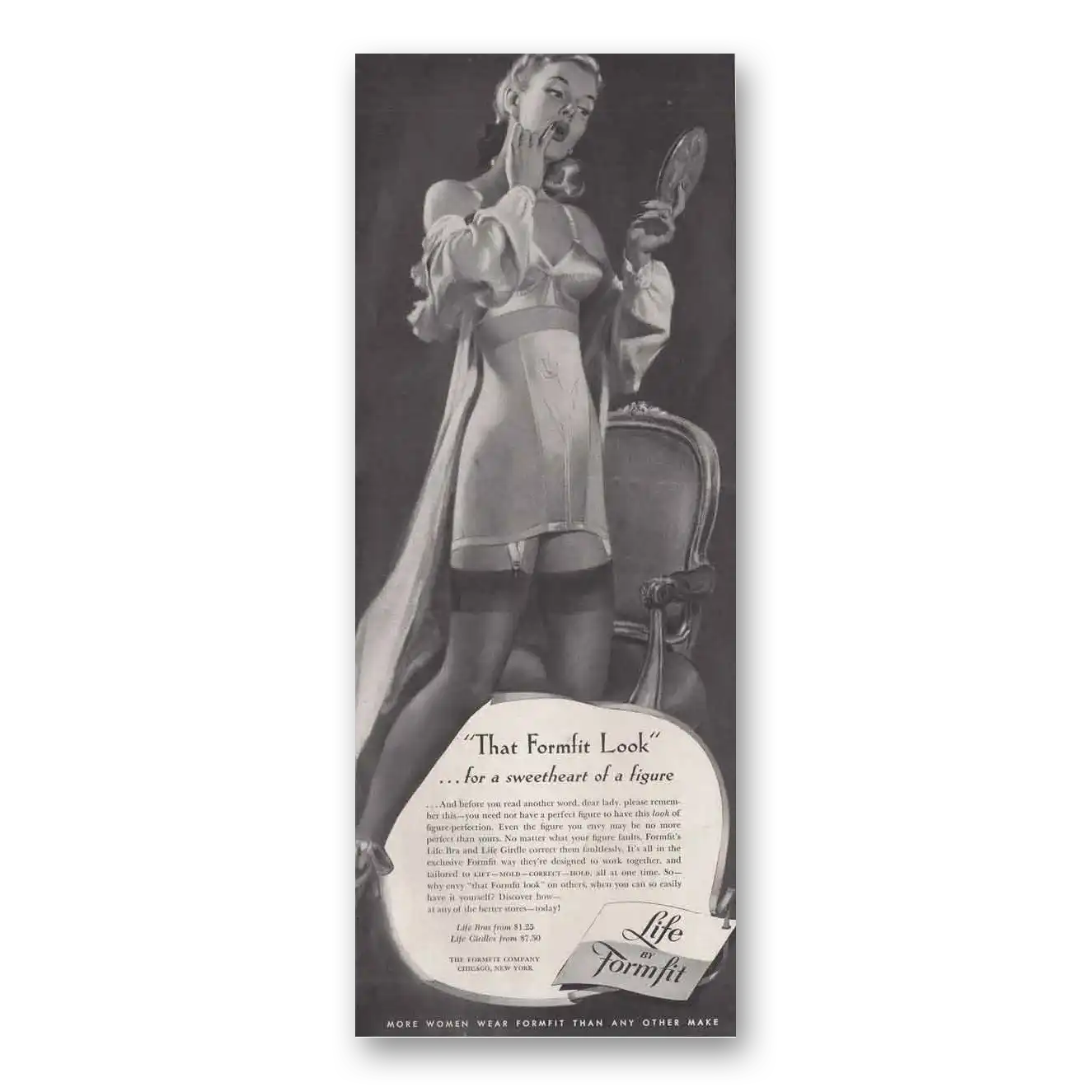 1949 Formfit Sweetheart of Figure Vintage Magazine Print Ad