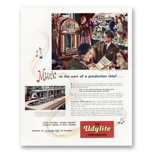 1949 Udylite Music to the Ears of Production Chief Vintage Magazine Print Ad