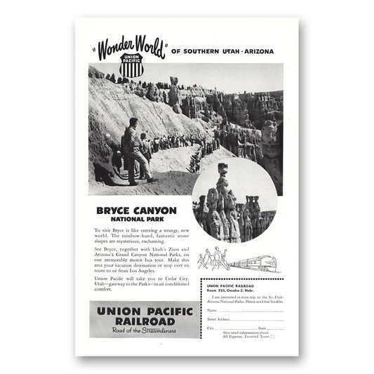 1949 Union Pacific Railroad Bryce Canyon Vintage Magazine Print Ad