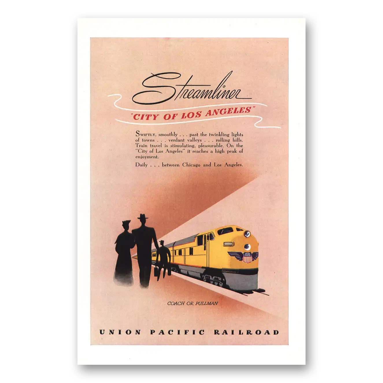 1949 Union Pacific Railroad Streamliner Vintage Magazine Print Ad