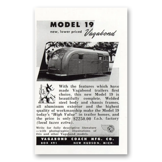 1949 Vagabond Coach Model 19 With the Features Which Have Made Vintage Magazine Print Ad