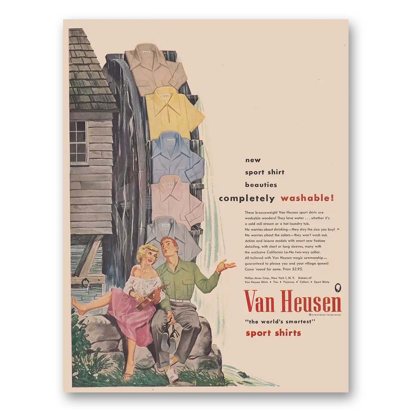 1949 Van Heusen Shirts Beauties Completely Washable Vintage Magazine Print Ad