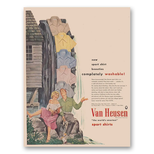 1949 Van Heusen Shirts Beauties Completely Washable Vintage Magazine Print Ad