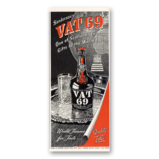 1949 VAT69 One of Scotlands Great Gifts to the World Vintage Magazine Print Ad