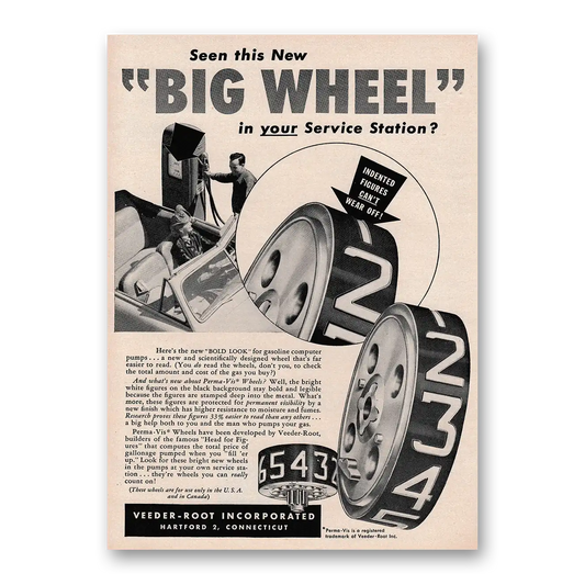 1949 Veeder Root Big Wheel In Your Service Station Vintage Magazine Print Ad