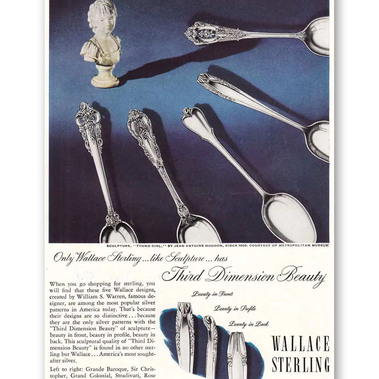 1949 Wallace Sterling Only Wallace Vintage Magazine Print Ad