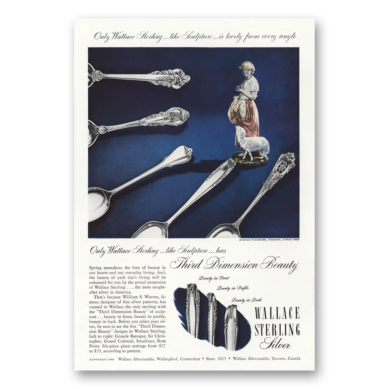 1949 Wallace Sterling Harvest Time Vintage Magazine Print Ad