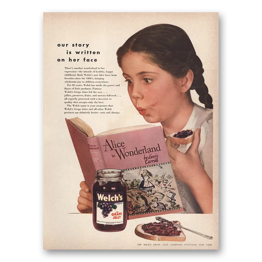 1949 Welch's Grape Jelly Alice In Wonderland Vintage Magazine Print Ad