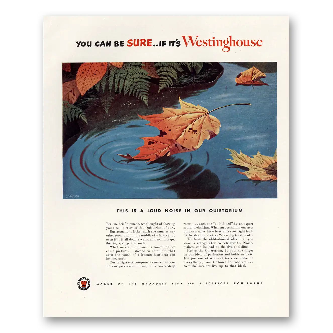 1949 Westinghouse This Is a Loud Noise In Our Quiet Queitorium Vintage Magazine Print Ad