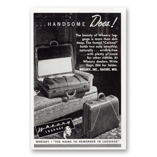 1949 Wheary Luggage Handsome Does Vintage Magazine Print Ad