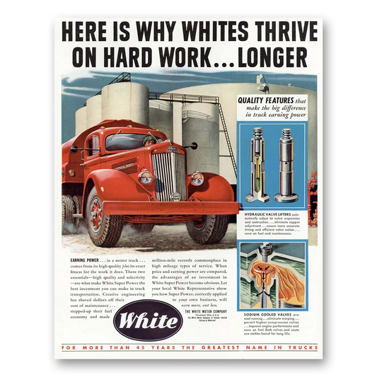 1949 White Trucks Whites Thrive On Hard Work Vintage Magazine Print Ad