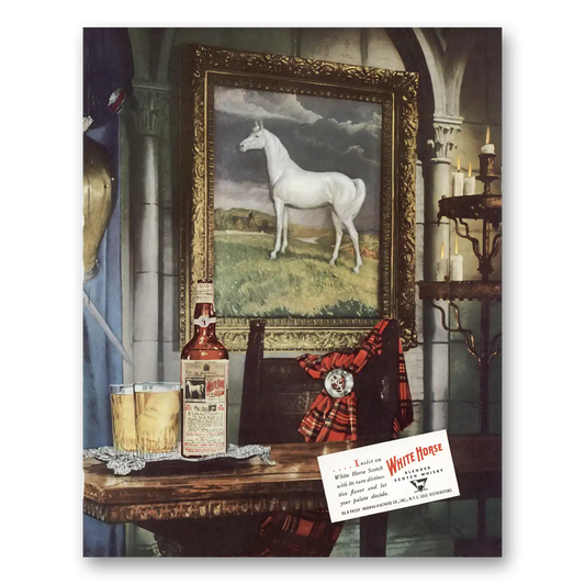 1949 White Horse Scotch Whisky Insist On White Horse Vintage Magazine Print Ad