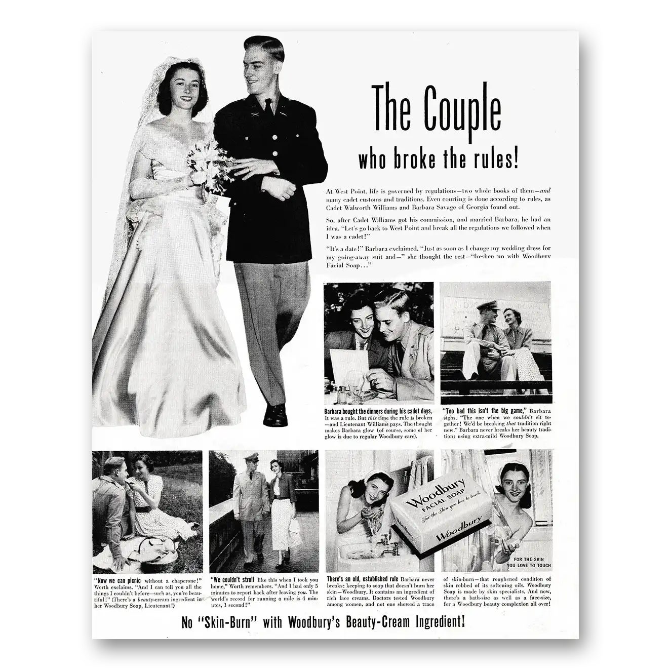 1949 Woodbury Facial Soap Couple Who Broke the Rules Vintage Magazine Print Ad