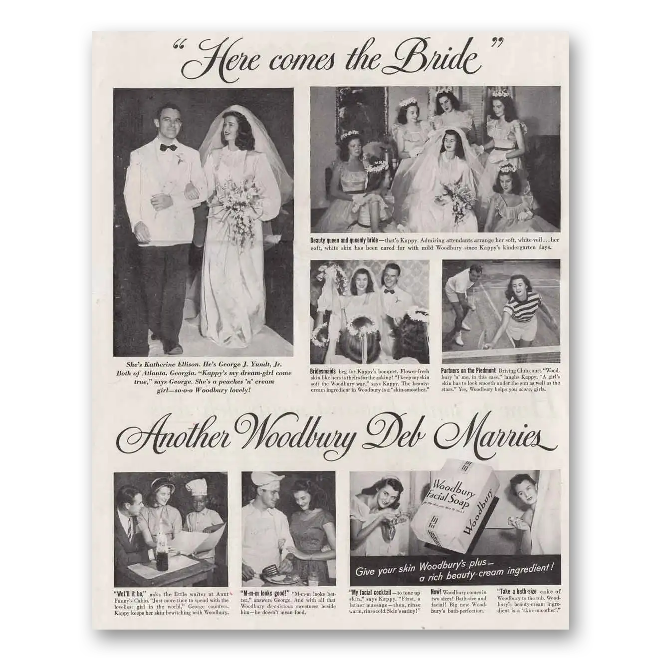 1949 Woodbury Facial Soap Here Comes the Bride Vintage Magazine Print Ad