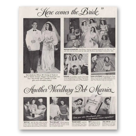 1949 Woodbury Facial Soap Here Comes the Bride Vintage Magazine Print Ad