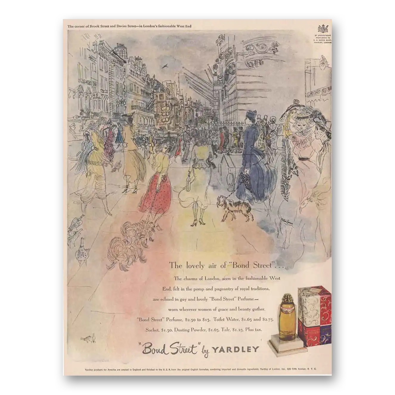 1949 Bond Street Perfume Yardley The Lovely Air Vintage Magazine Print Ad