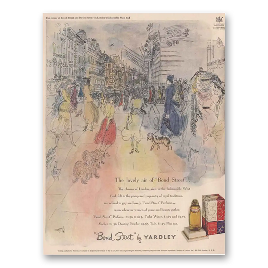 1949 Bond Street Perfume Yardley The Lovely Air Vintage Magazine Print Ad