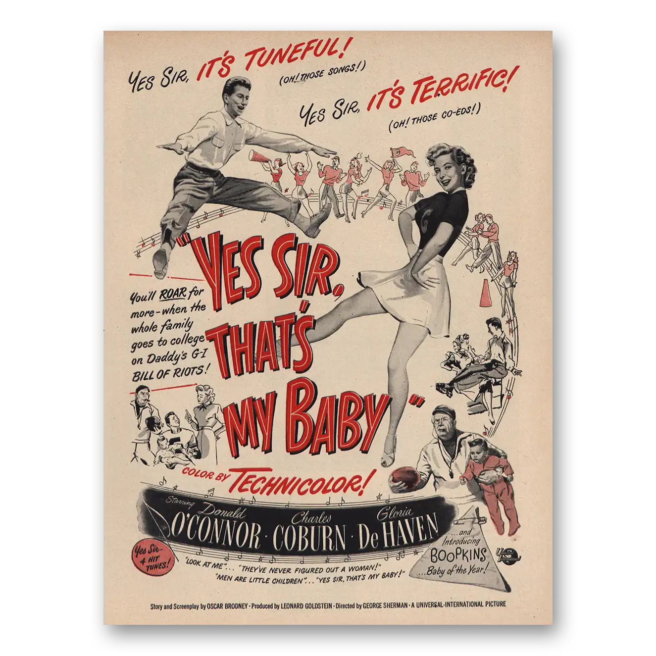 1949 Yes Sir Thats My Baby Promo Donald Oconnor Vintage Magazine Print Ad