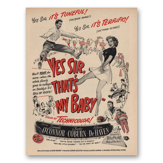 1949 Yes Sir Thats My Baby Promo Donald Oconnor Vintage Magazine Print Ad