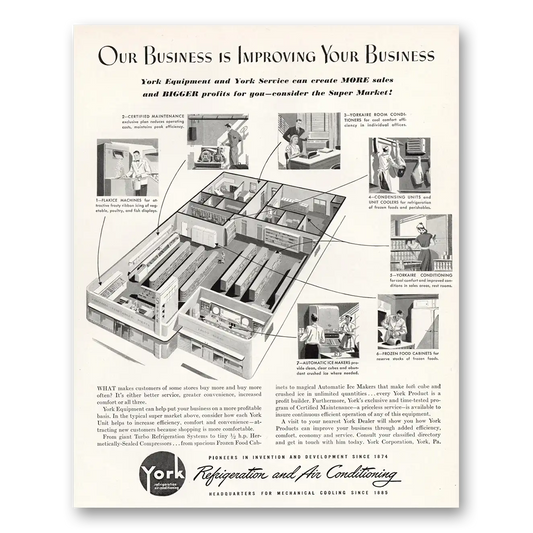 1949 York Air Conditioning Improving Your Business Vintage Magazine Print Ad