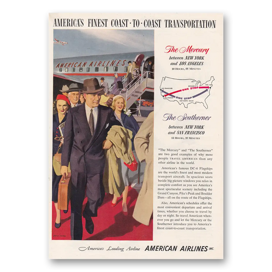 1950 American Airlines Mercury Southerner DC6 Flagships Vintage Magazine Print Ad