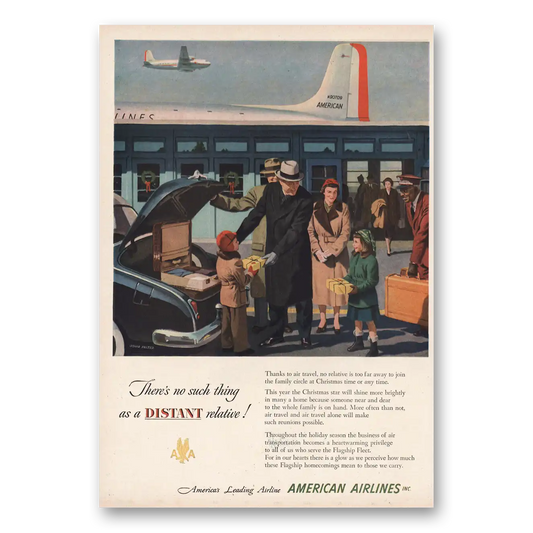 1950 American Airlines No Such Thing As Distant Relative Vintage Magazine Print Ad