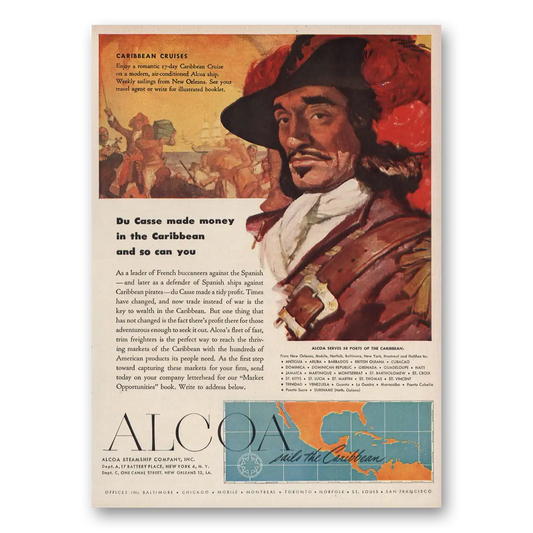 1950 Alcoa Du Casse Made Money Caribbean Vintage Magazine Print Ad