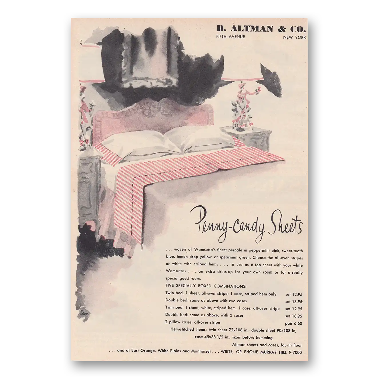 1950 B Altman Penny Candy Sheets Vintage Magazine Print Ad