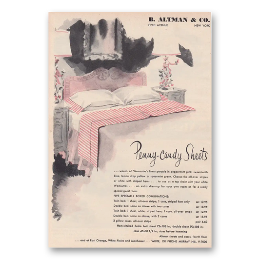 1950 B Altman Penny Candy Sheets Vintage Magazine Print Ad