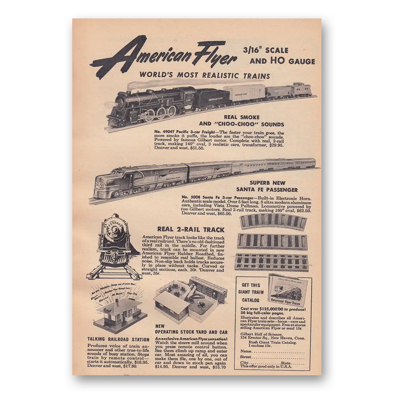 1950 American Flyer Worlds Most Realistic Trains Vintage Magazine Print Ad